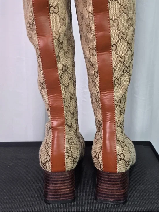 Gucci Ellis GG-Monogram Canvas Knee-High Boots - Picture 8 of 14